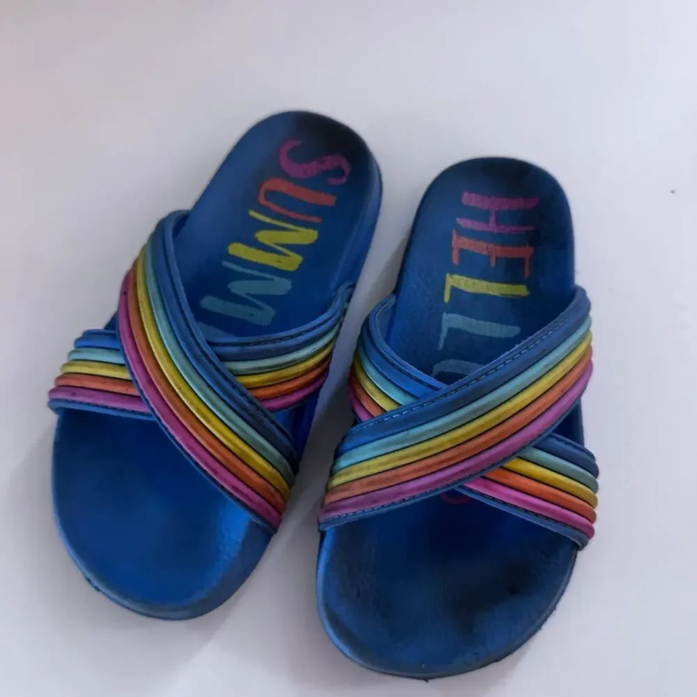 Girls Puff Slide Sandals by Wonder Nation with Crisscross Straps ~ Size …